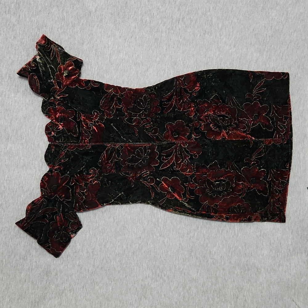Vintage Rampage Floral Velvet Formal Strapless Bodycon Mini Party Dress - Picture 4 of 8